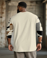 Big & Tall Men's Apricot Geometric Print Long Sleeve T-shirt